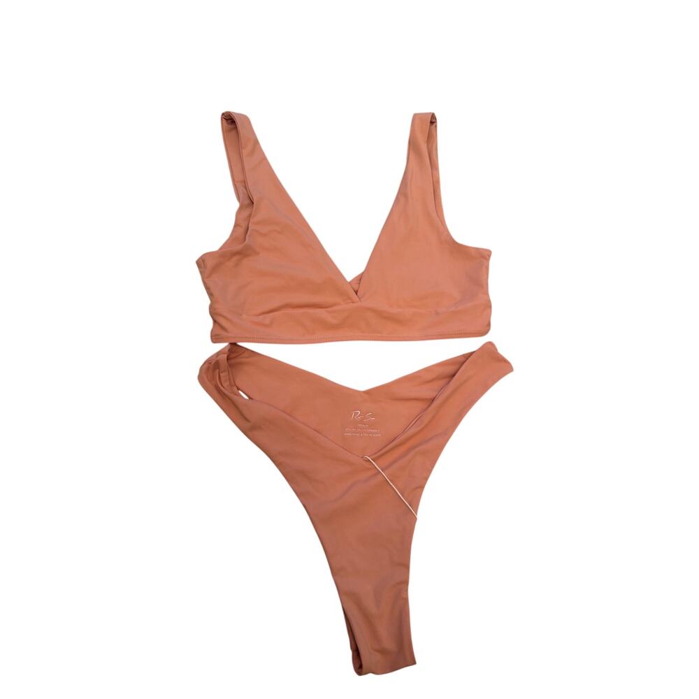 Riot Swim V Top Bottom in Dusty Rose 2P Bikini Set | M